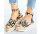 Amoretu Womens Wedge Sandals Platform Espadrilles with Ankle Strap Open Toe-Leopard