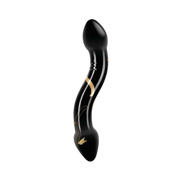 Secret Kisses 7.5 Inch Handblown Double Ended Dildo - Black