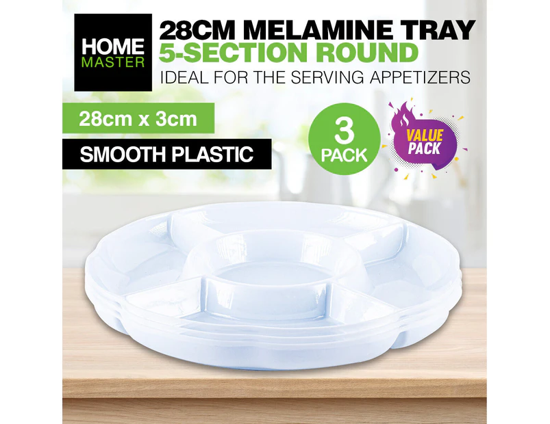 Home Master(R) 3PCE Melamine Serving Tray 5 Compartments