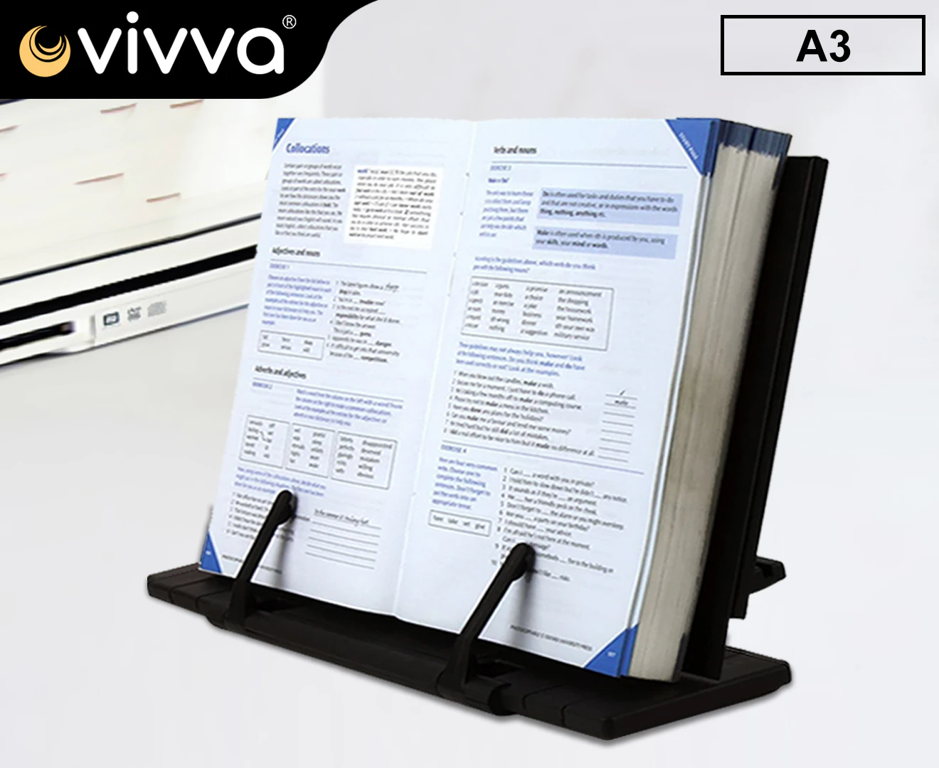 Vivva Portable Steel Book Stand Reading Desk Holder Tilt Adjustment Holder Bookstand