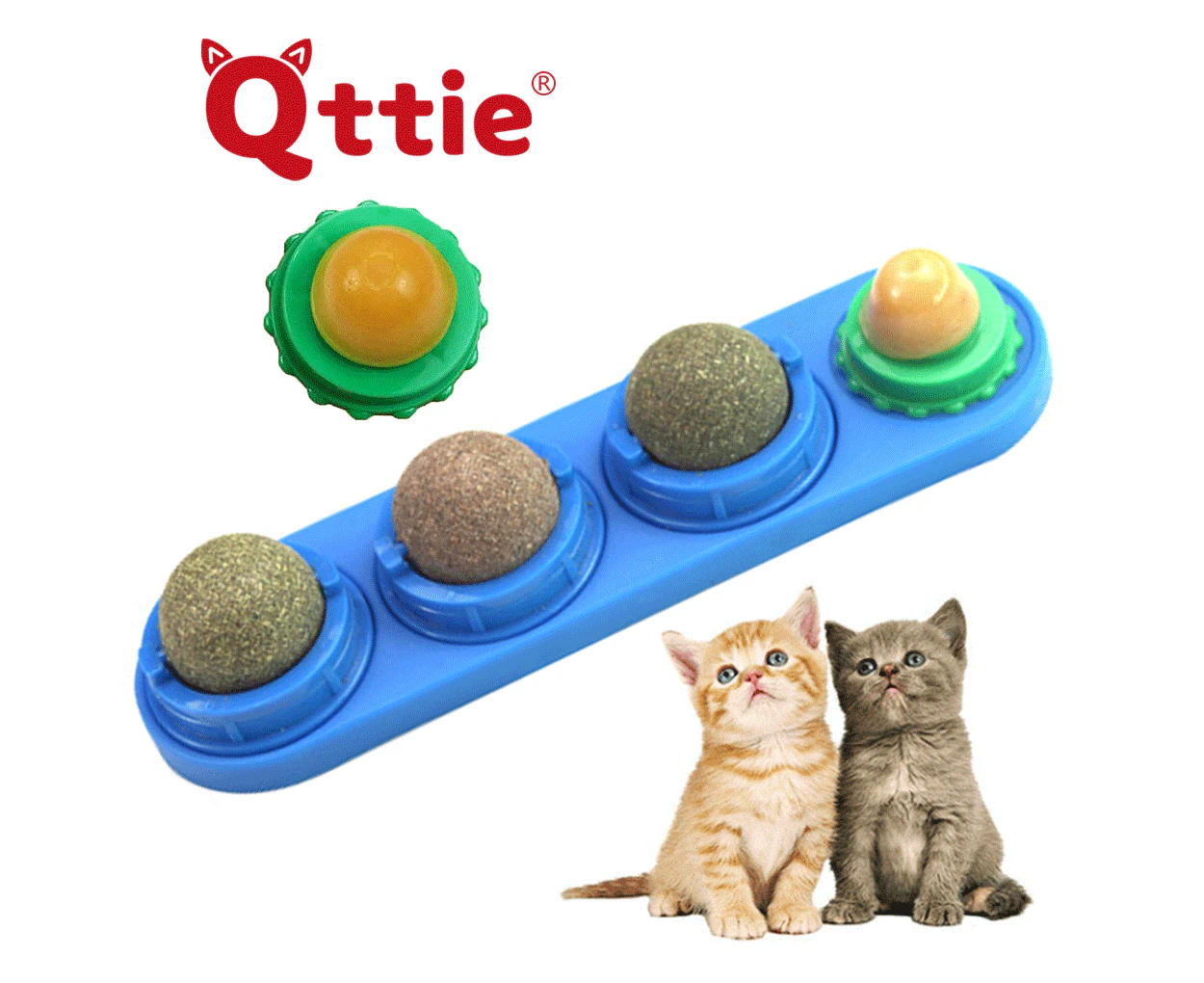 Cat Toy Catnip Ball Lick Solid Nutrition Ball Help Digestion Wall Mount Blue