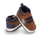 Dadawen Baby Boys Girls High-Top Sneakers Anti-Slip Soft Sole Shoes 0-18 Months-Brown