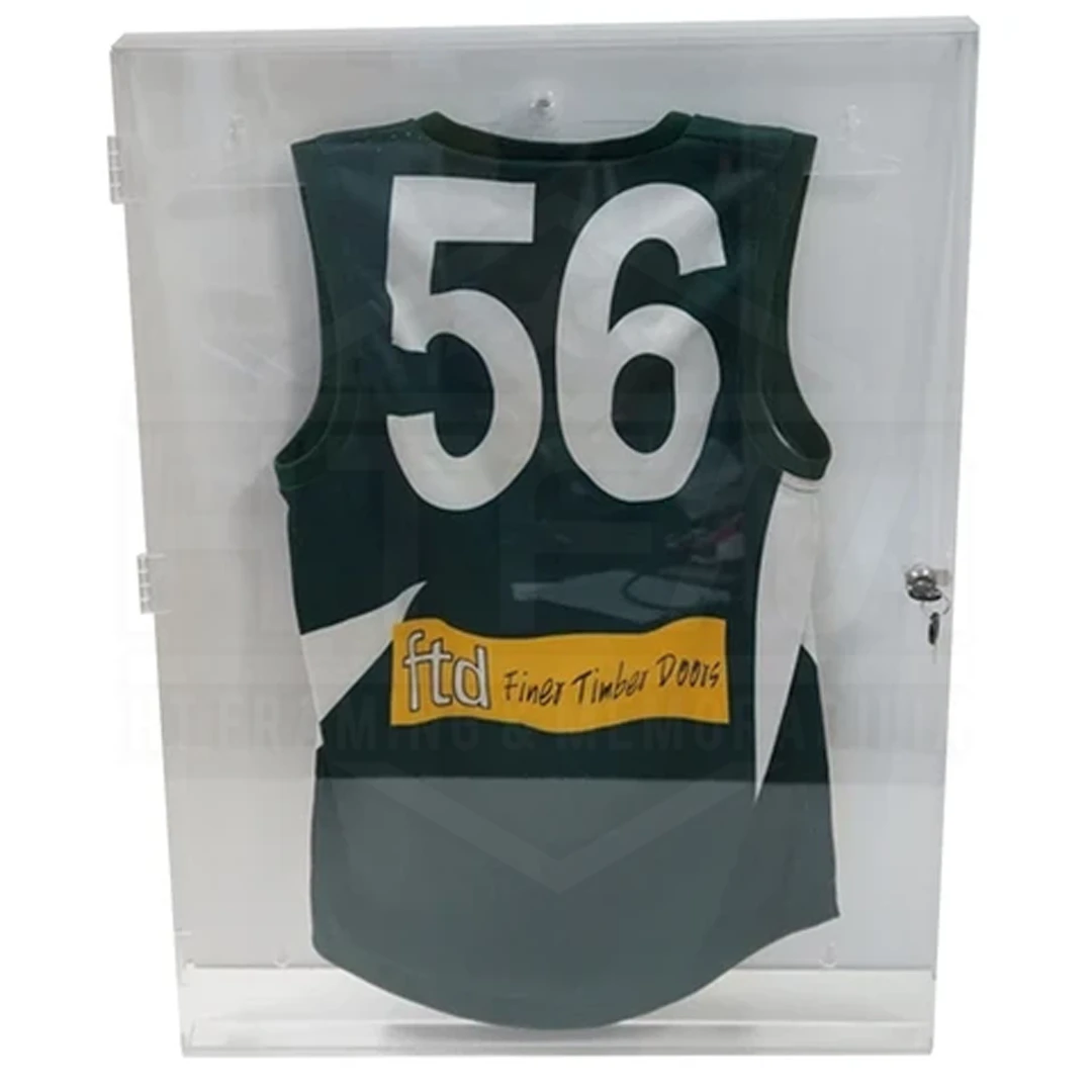 Deluxe Acrylic Football Jersey Jumper Display Case Clear Back Finish - Quality - 3893