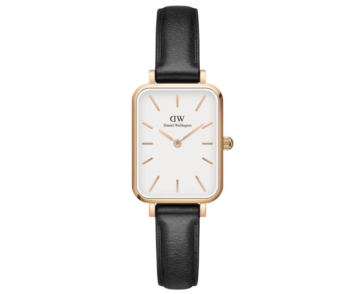 DANIEL WELLINGTON QUADRO DW00100434 BLACK LEATHER STRAP WOMEN'S WATCH