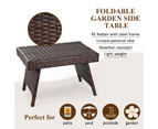 Costway Side Coffee Table Outdoor Furniture Folding Rattan Table Indoor Garden Patio Poolside