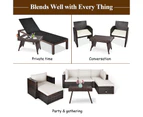 Costway Side Coffee Table Outdoor Furniture Folding Rattan Table Indoor Garden Patio Poolside