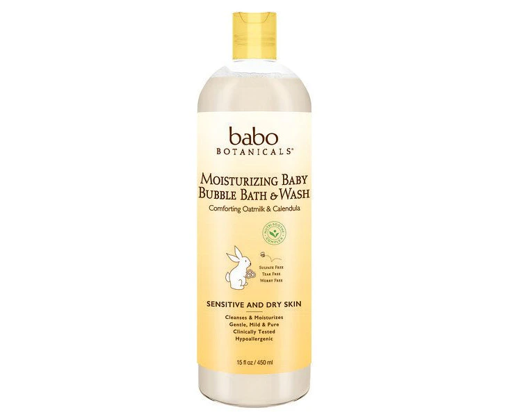 Babo Botanicals, Moisturizing Baby Bubble Bath & Wash, Oatmilk Calendula, 15 fl oz (450 ml)