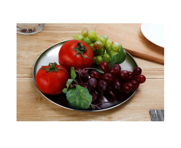 Serving dish stainless steel round dining silver tray 20cm