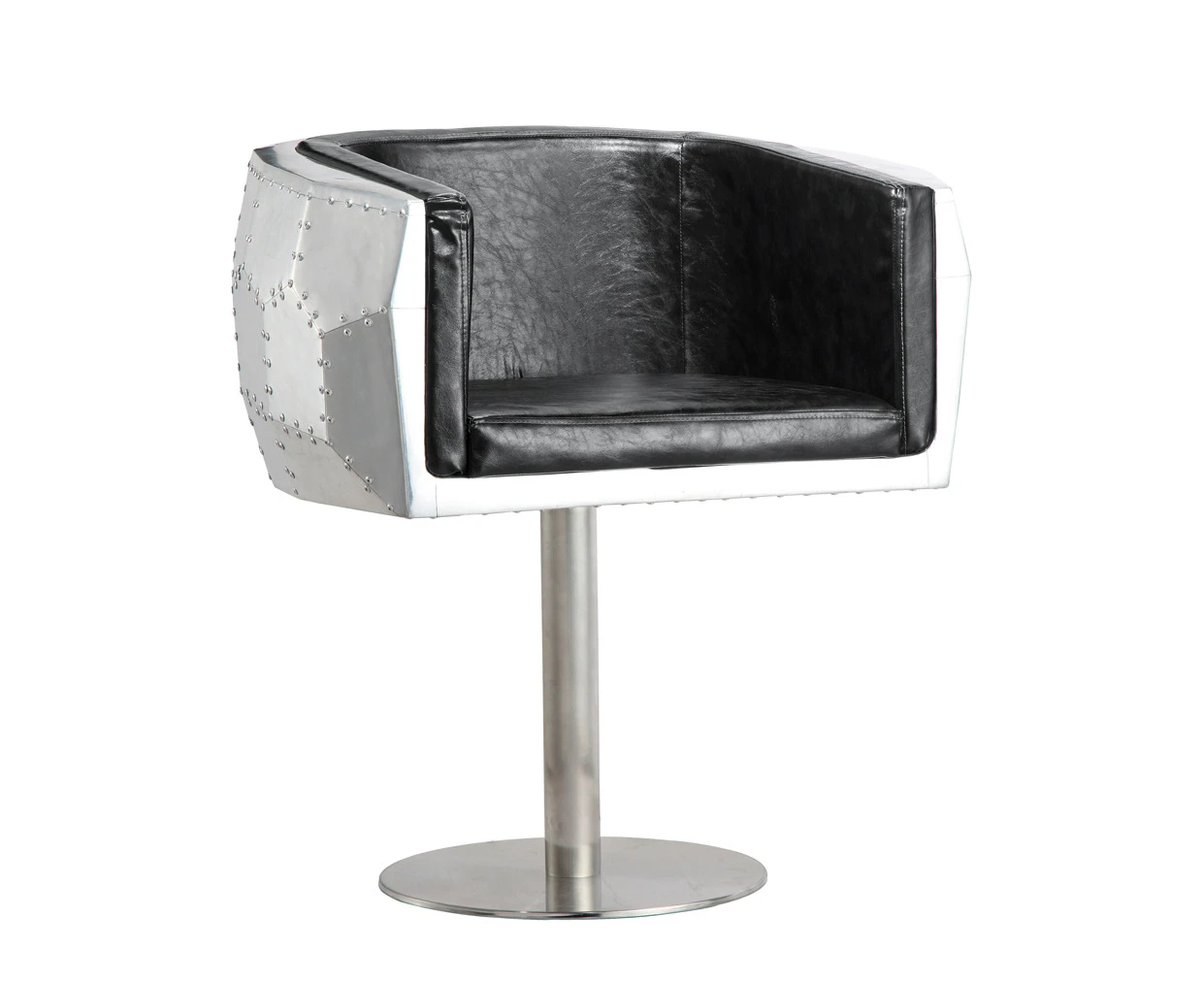 JET | LEATHER TUB CHAIR -PU WHITE/SILVER