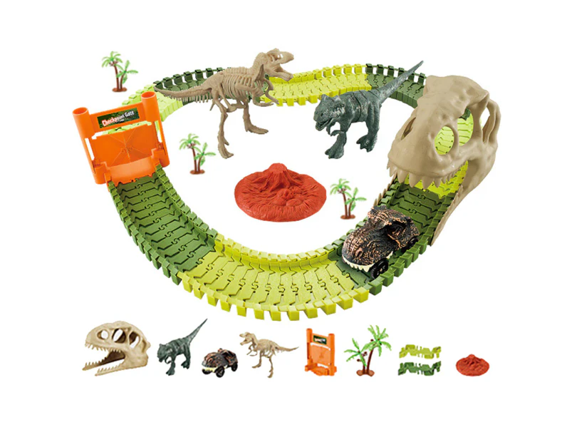 105Pcs Dinosaur Theme World Race Toy Dinosaur Track Train Set for Kids Gift