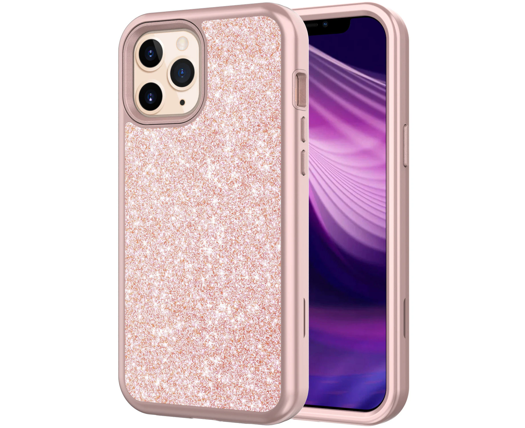 GWL Glitter Shockproof Heavy Duty Protective Case for iPhone 12 Pro Max-Pink