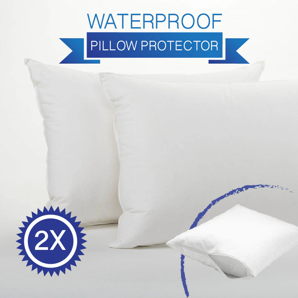 2 x Waterproof Anti-allergy Pillow Protector Case Slip-Zipper Opening-45 x 70cm