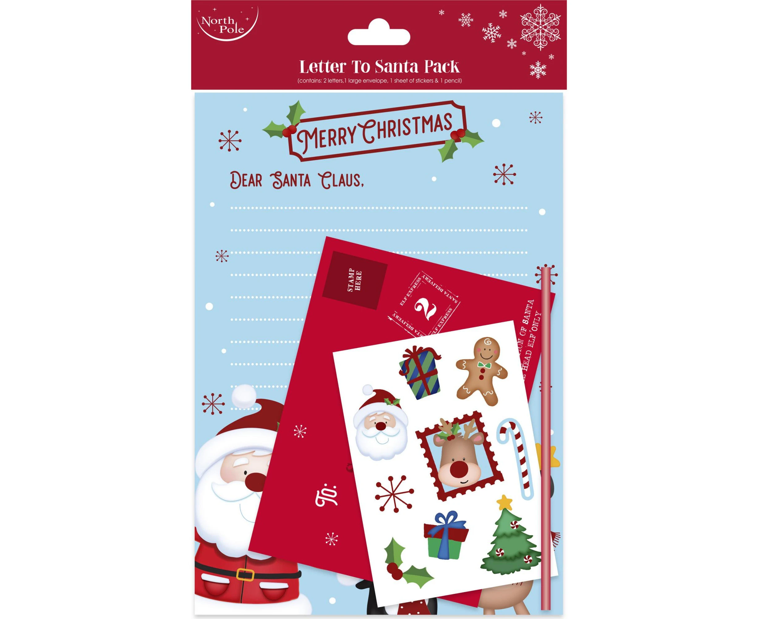 Eurowrap Letter To Santa Christmas Stationery Set (Blue/Red/White) - SG20631