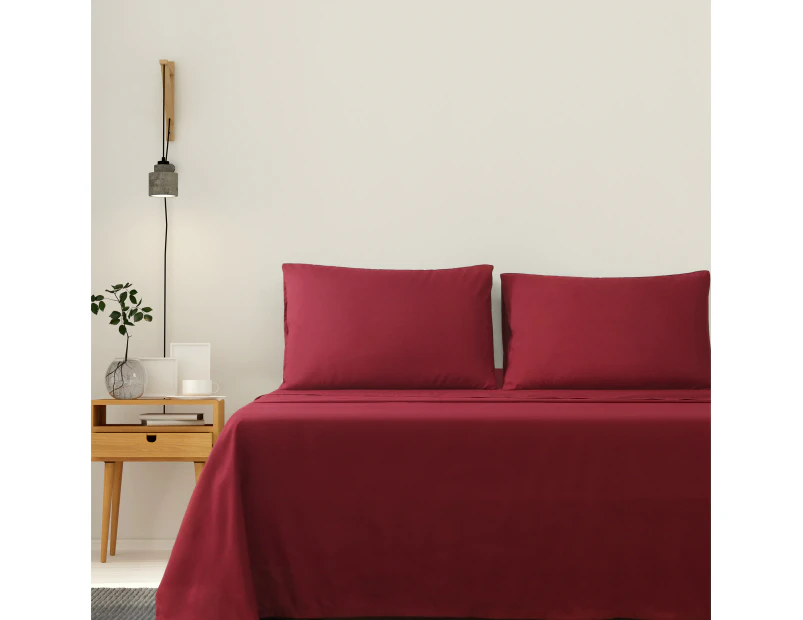 Justlinen 4 Piece 1200TC Ultra-Soft Microfibre King Bed Sheet Set - Burgundy