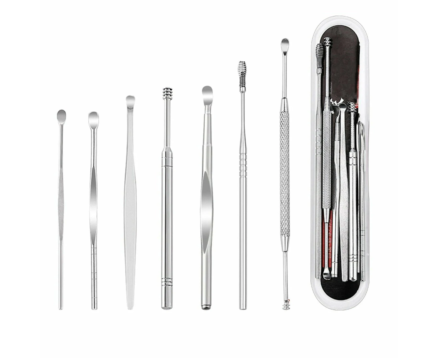 7pcs Stainless Steel Ear Pick Wax Cleaner Earpick Curette Remover Earwax Removal