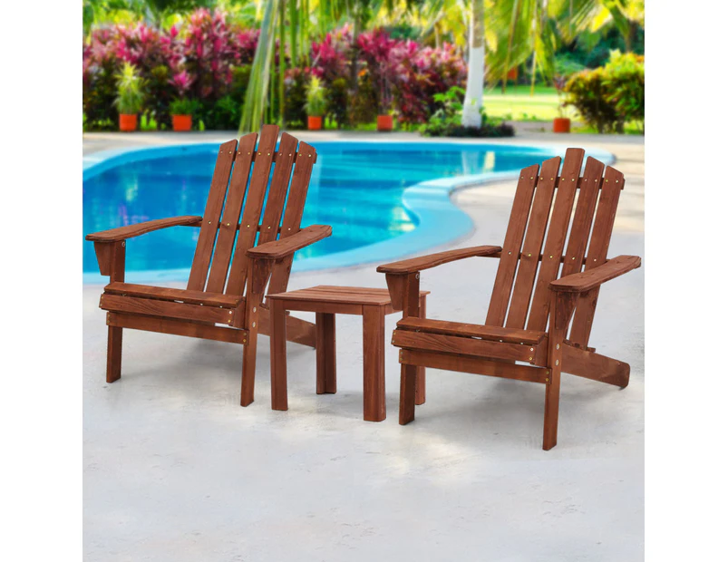 Outdoor Sun Lounge Beach Chairs Table Setting Wooden Adirondack Patio Chair Brown