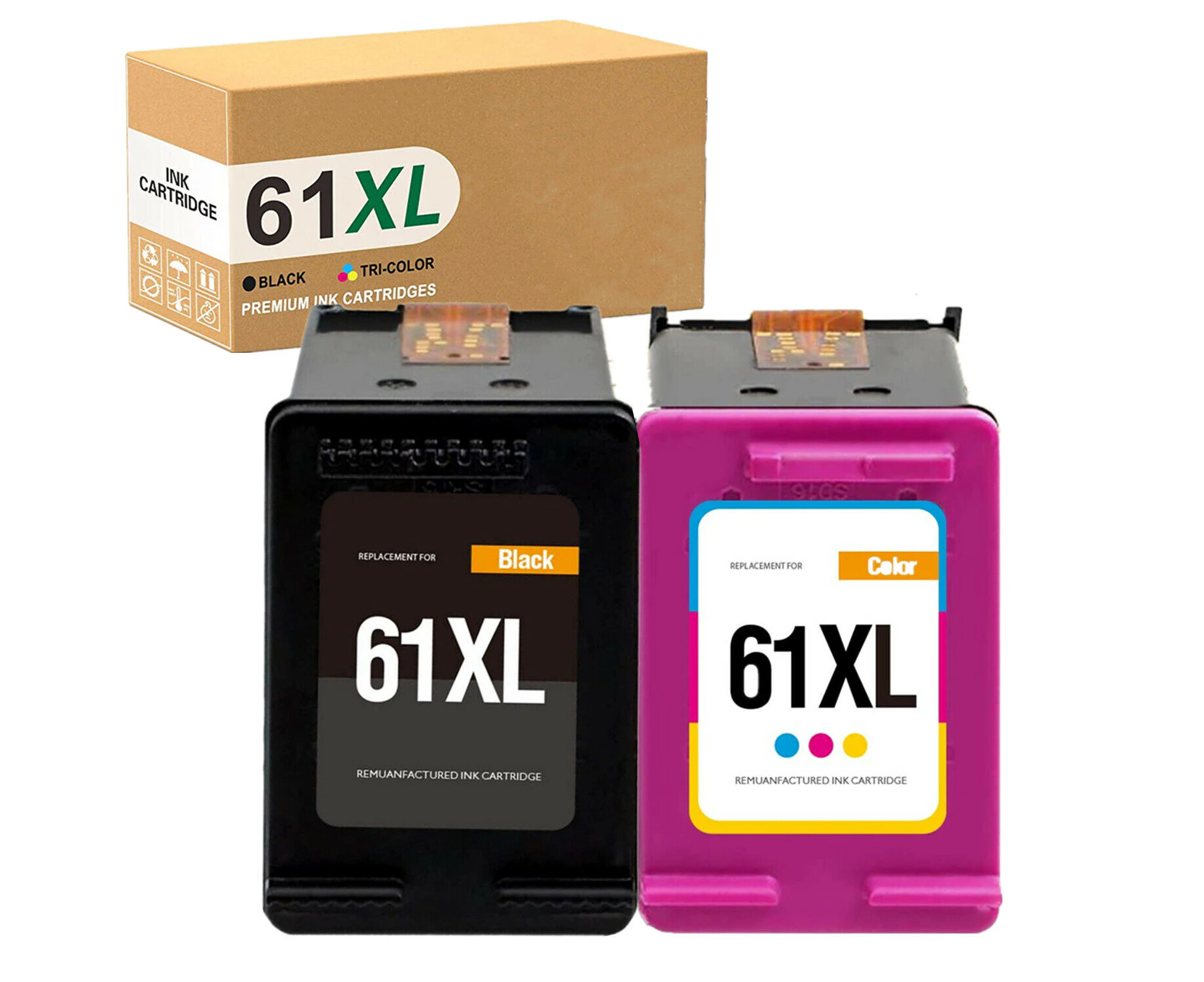 （1 black 1 color)Ink Cartridge 61XL for HP Officejet 2620 4630 Deskjet 1000 1050 1510 2000 2050