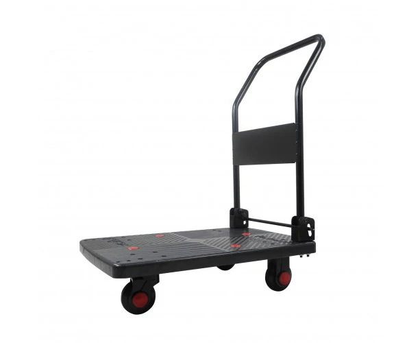 TCS 150kg Industrial Platform Trolley - Extra Long Foldable Handle - Silent Rubber Wheels