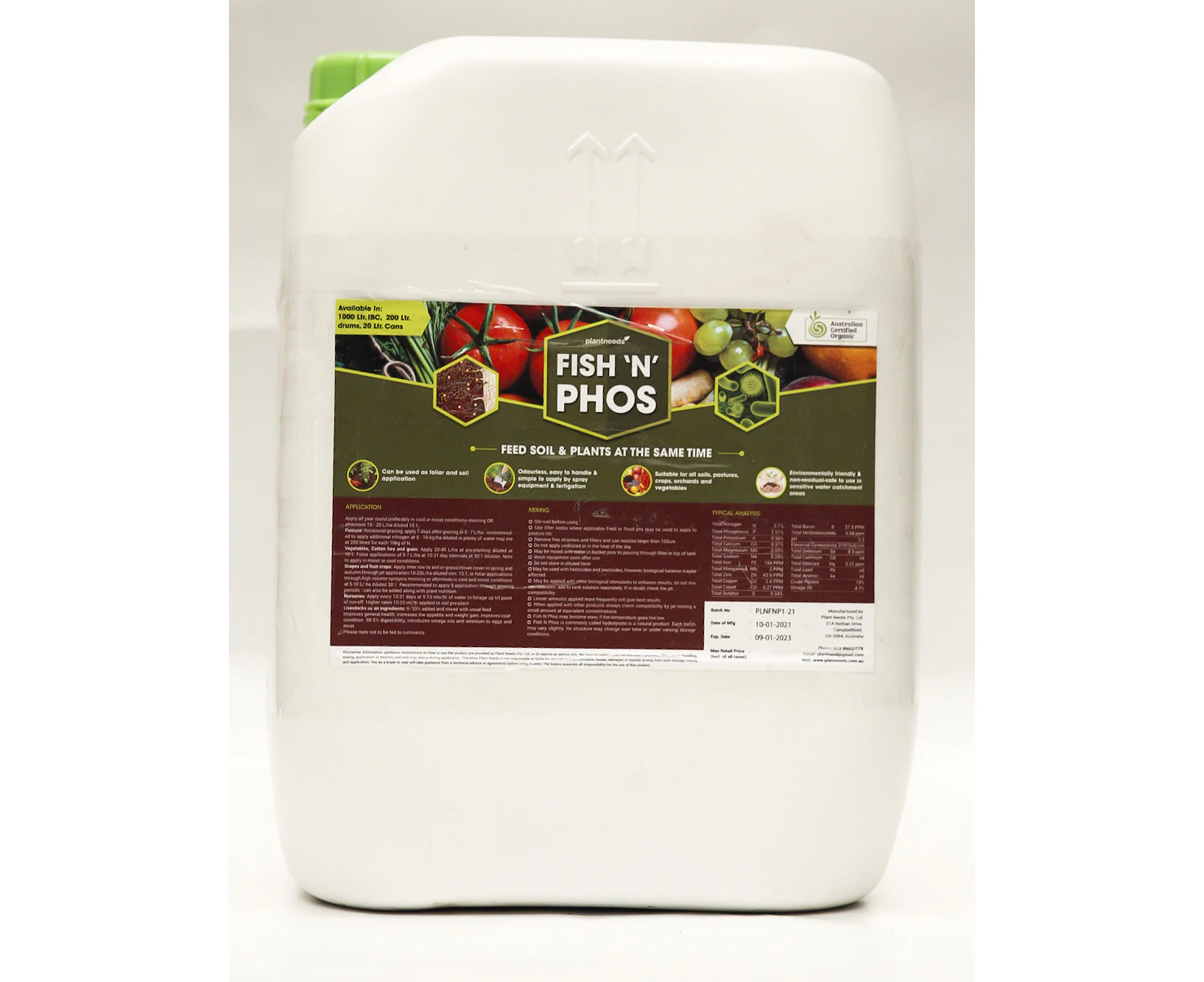 Plant Needs Fish N Phos 20 kg  Concentrate I 100 % Organic Liquid Fish fertilizer I Australian Certified Organic I