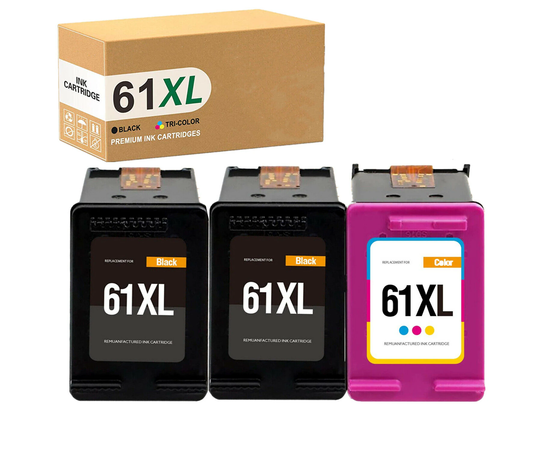 (2 black 1 color)Ink Cartridge 61XL for HP Officejet 2620 4630 Deskjet 1000 1050 1510 2000 2050