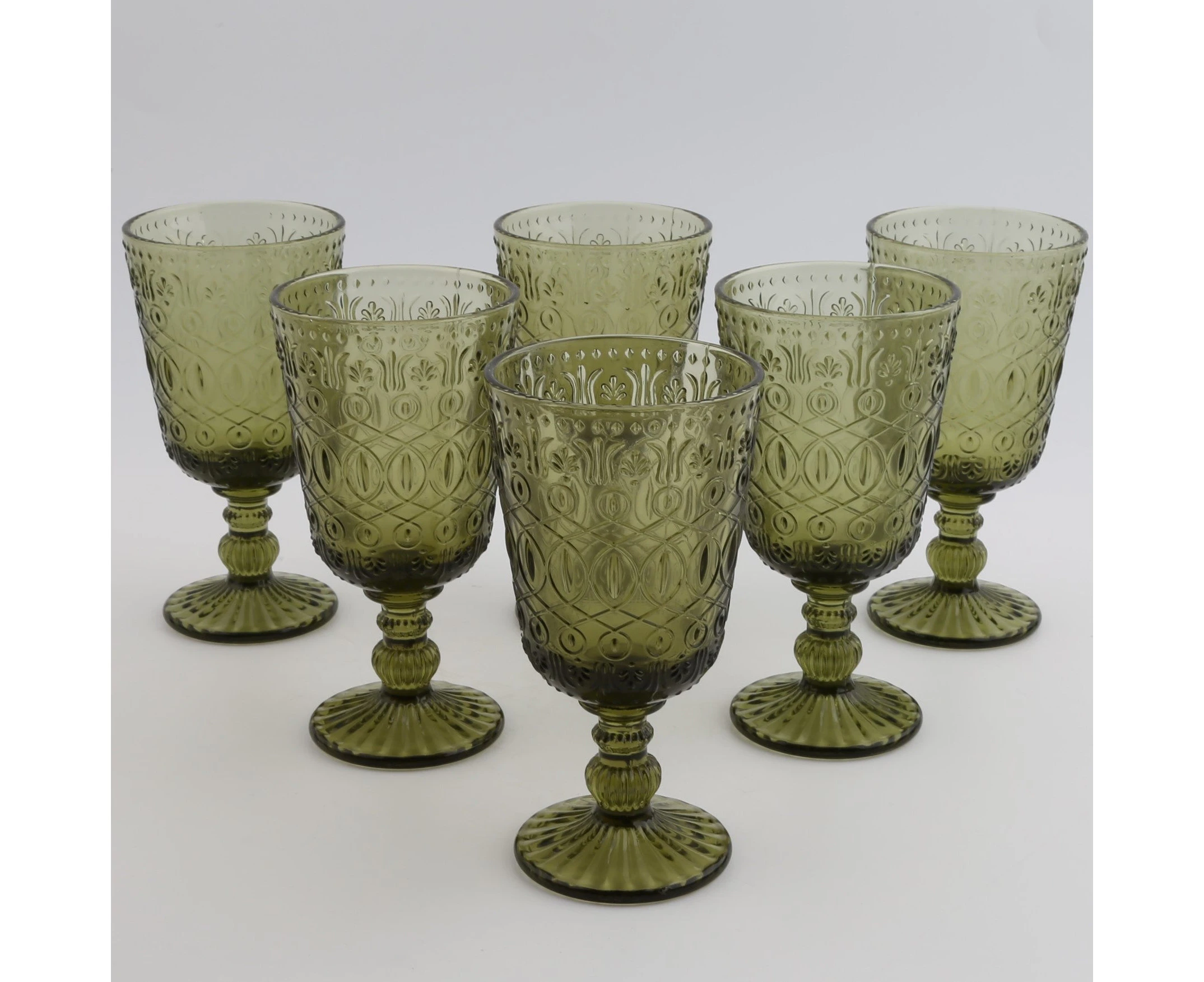 Royalclub Retro 350ml Glass Goblets 6pcs Set - Green