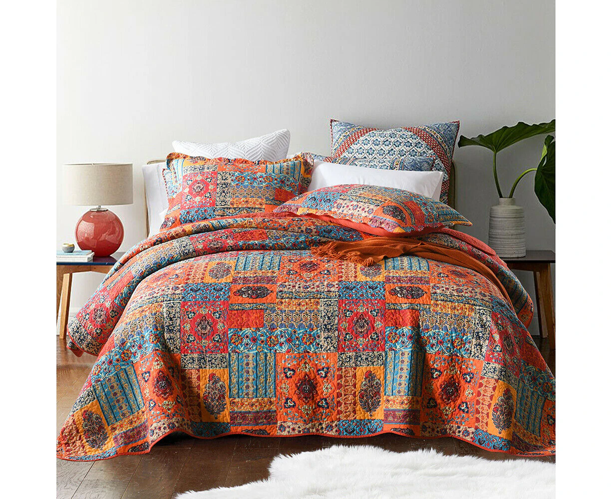 Chic Microfibre Coverlet Bedspread Set Comforter Quilt for Queen King Size Bed 230x250cm Barris