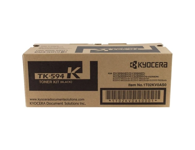 5 x Original Kyocera TK-594K TK594K Black Toner Cartridge FS-C2026MFP, FS-C2126MFP, FS-C2526MFP, FS-C2626MFP, FS-C5250DN, M-6026CDN, M-6526CDN, P-6026CDN