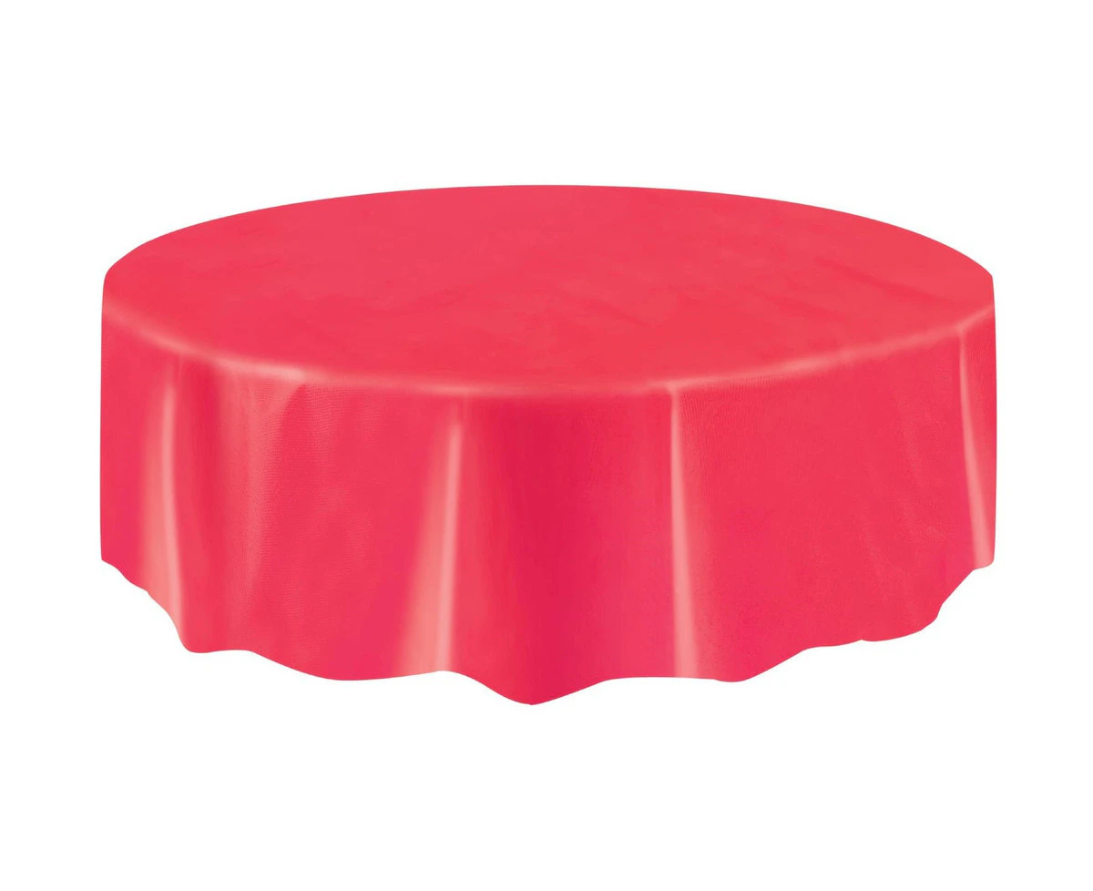 Round Wedding Party Tablecover Table Cover Cloth Plastic Tablecloth Birthday 84" 213cm - Red