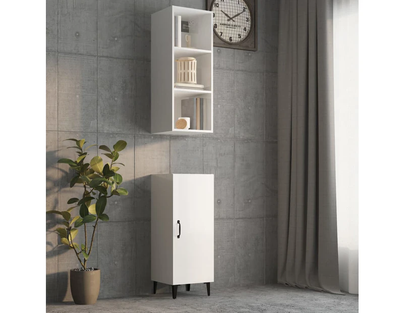 vidaXL Wall Cabinet High Gloss White 34.5x32.5x90 cm Engineered Wood