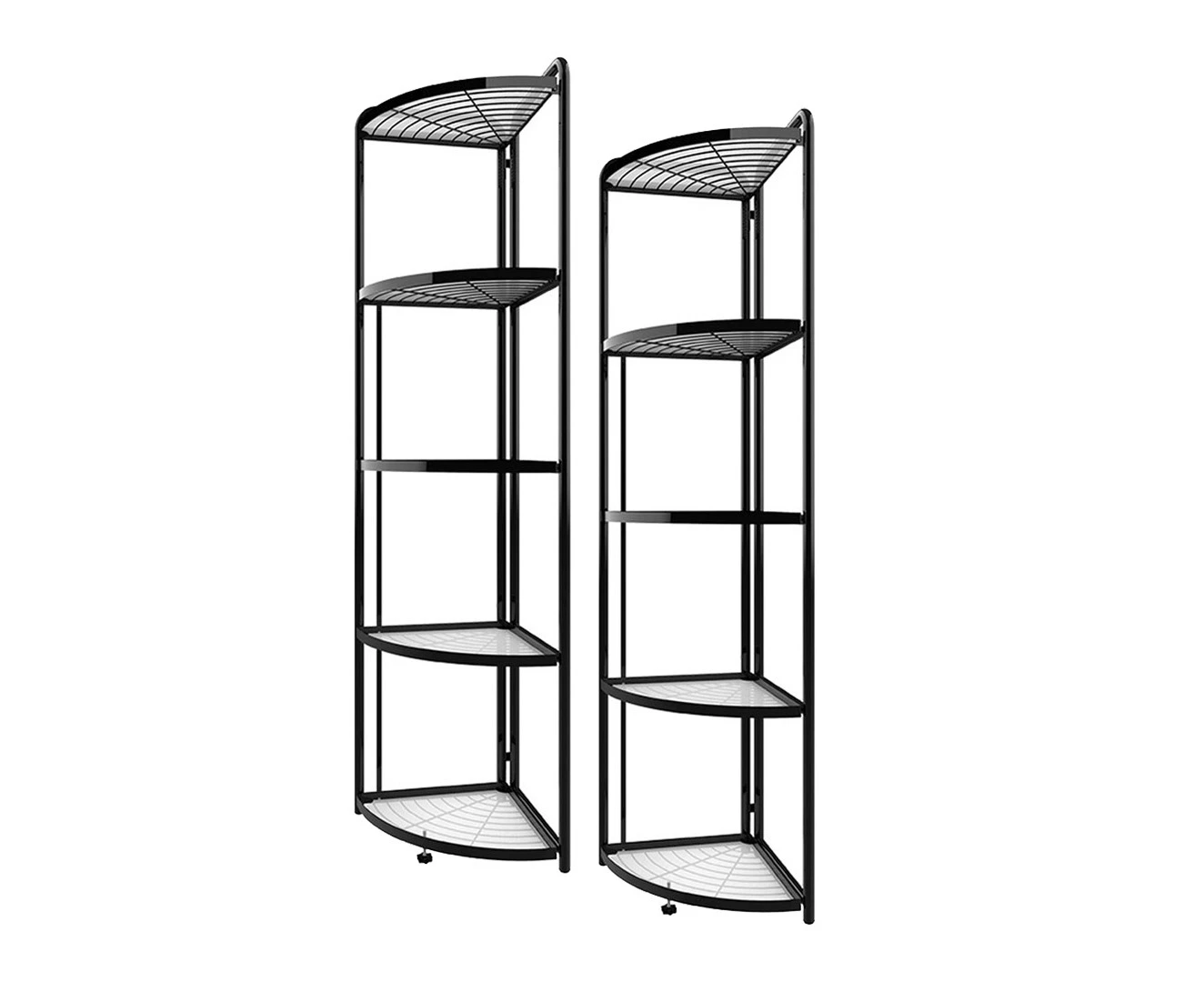 SOGA 2X 5 Tier Steel Triangular  Corner Stand Multi-Functional Shelves Portable Storage Organizer