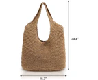 Hand-woven Large Straw Shoulder Bag Boho Straw Handle Tote Retro Summer Beach Bag,Coco(Inclues one free Gift as seen on photo)