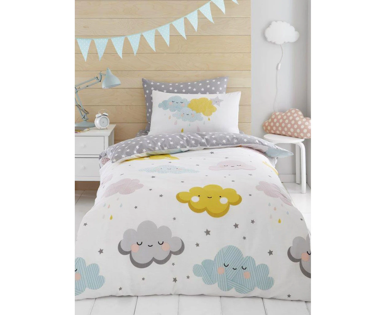 Clouds and Stars Single Duvet Cover and Pillowcase Set