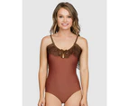 Parfait Pure Underwired One Piece Swimsuit with Lace Ruffle in Terracotta