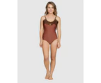 Parfait Pure Underwired One Piece Swimsuit with Lace Ruffle in Terracotta