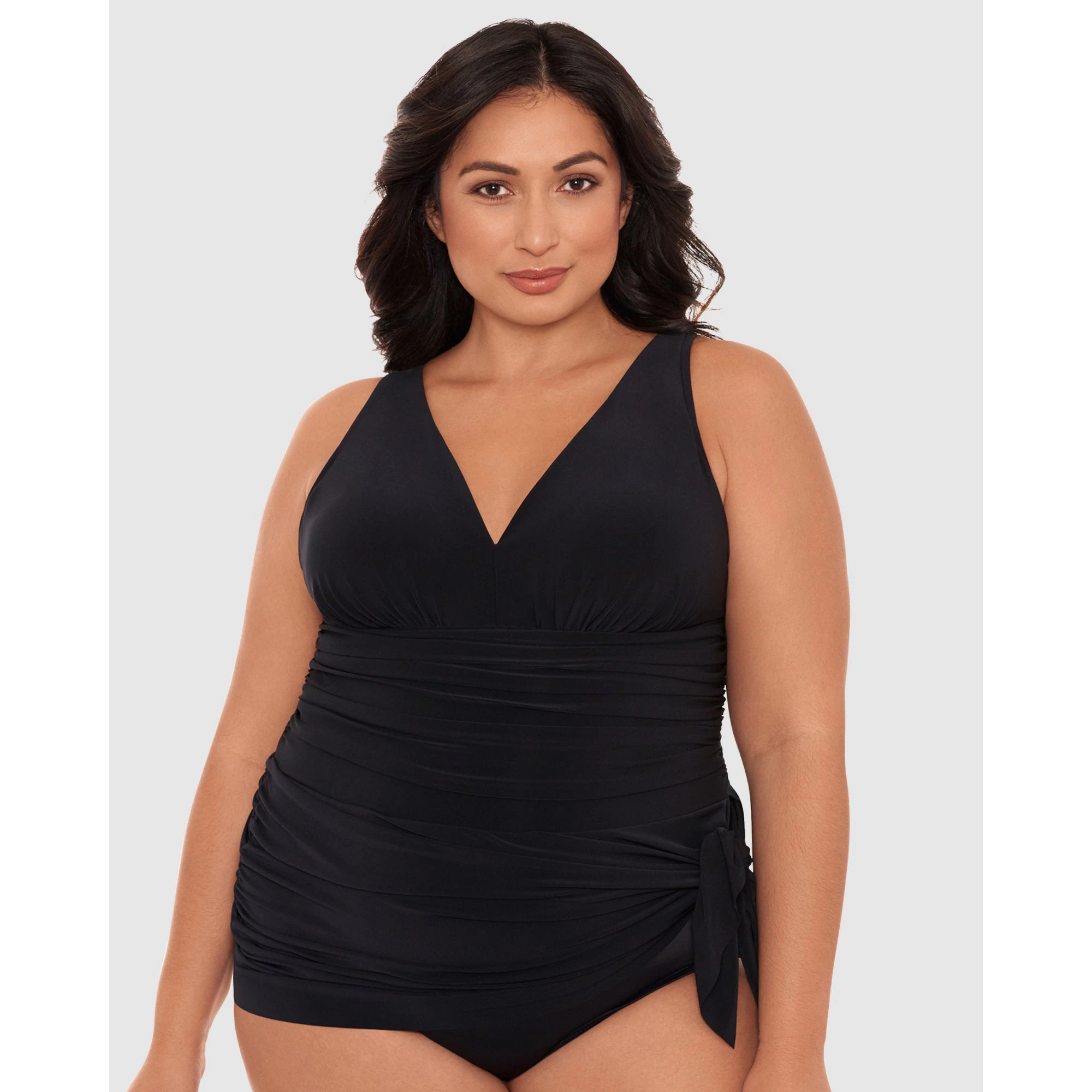 Magicsuit Celine V Neck Short Plus Size Swimdress in Black