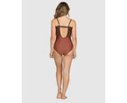 Parfait Pure Underwired One Piece Swimsuit with Lace Ruffle in Terracotta