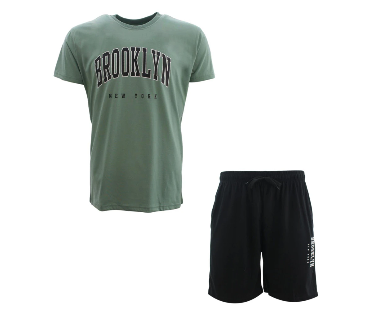 Men's T-shirt & Shorts Set - BROOKLYN/Dusty Green