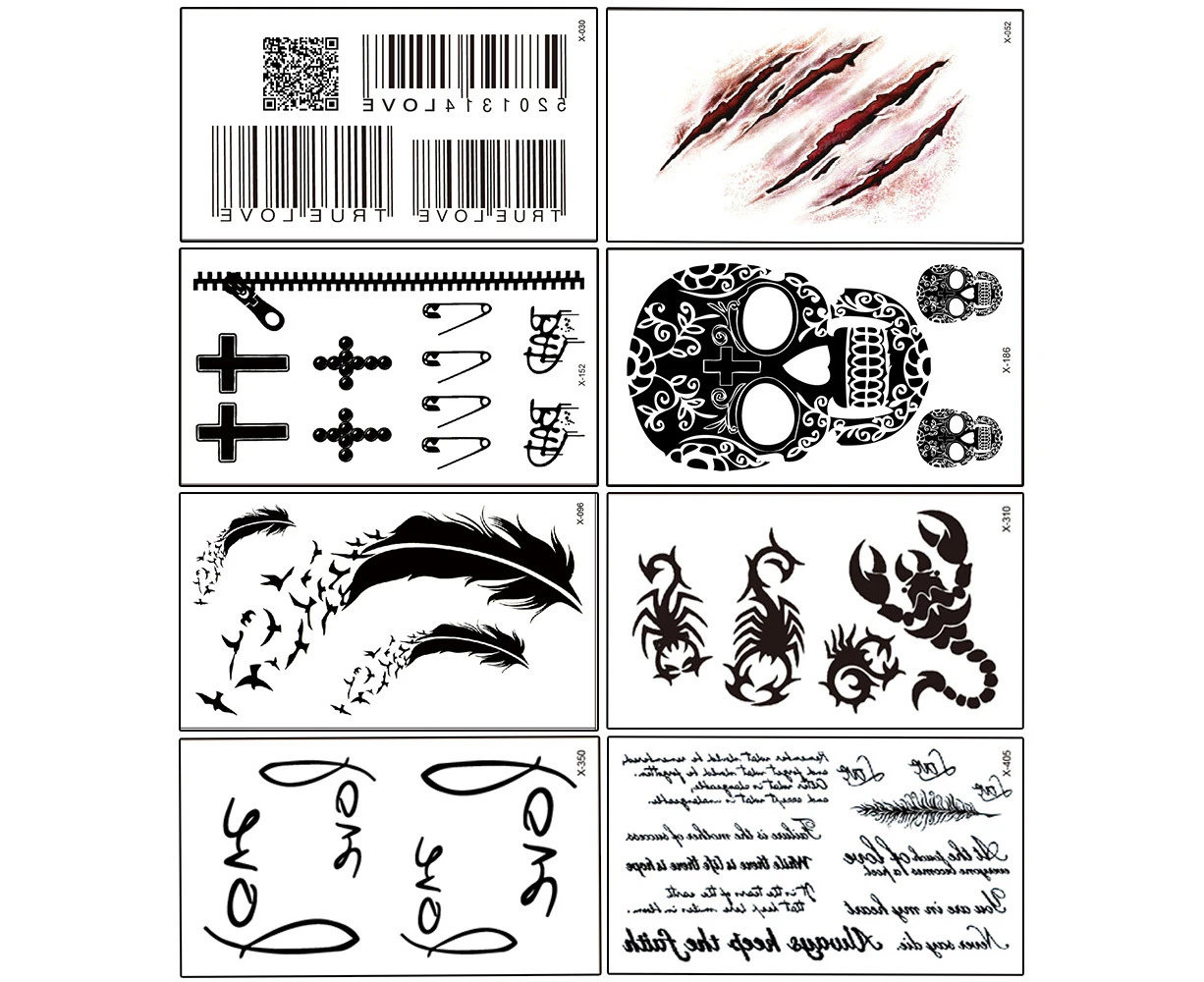 8Pcs Temporary Arm Tattoo Sticker Waterproof Leg Small Fake Tattoos Body Art Gift X3