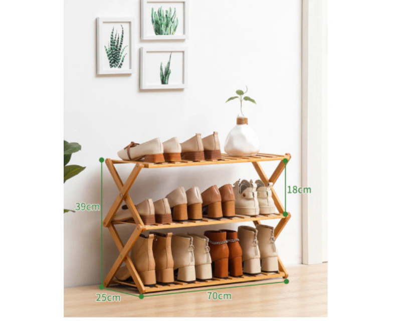 3/5/6 Tier Folding Shoe Rack Bamboo Wooden Flower pot Shelf Plant Stand Cabinet