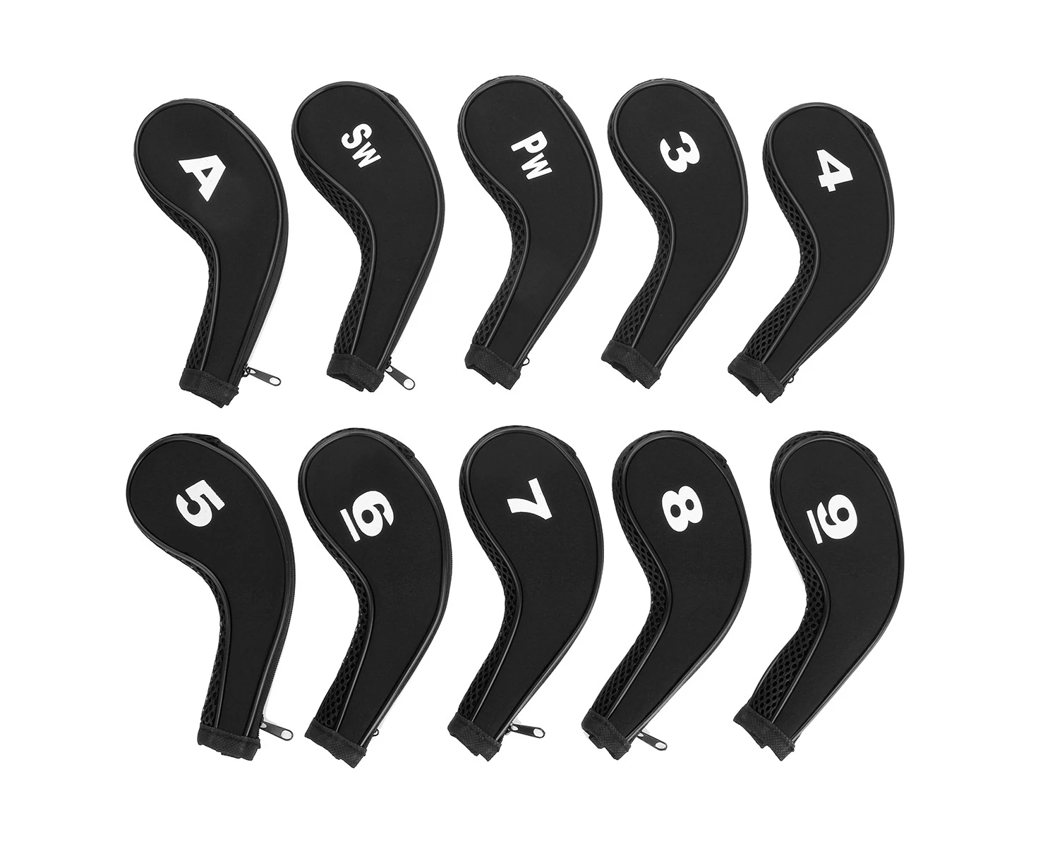 10Pcs/set Golf Neck Iron Head Covers or Club Headcovers Putter Black