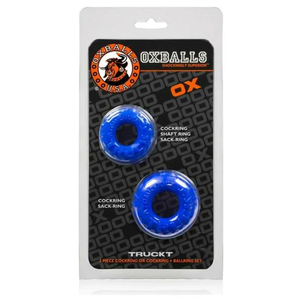 Oxballs Truckt 2 Pack Blue Cockrings For Long Lasting Pleasure