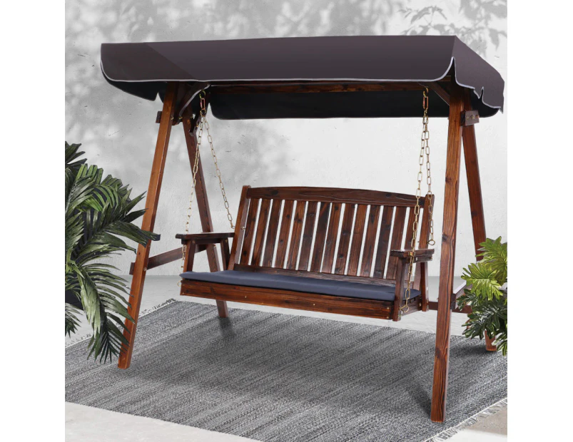 Wooden Swing Chair Garden Bench Canopy 3 Seater Outdoor Furniture