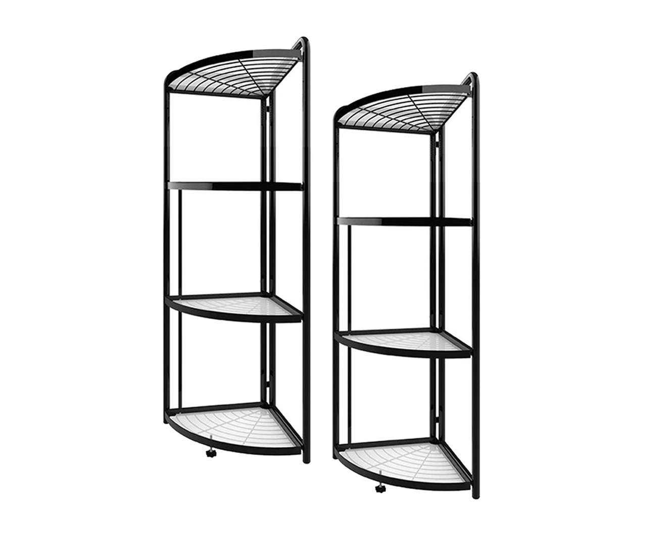 SOGA 2X 4 Tier Steel Triangular  Corner Stand Multi-Functional Shelves Portable Storage Organizer