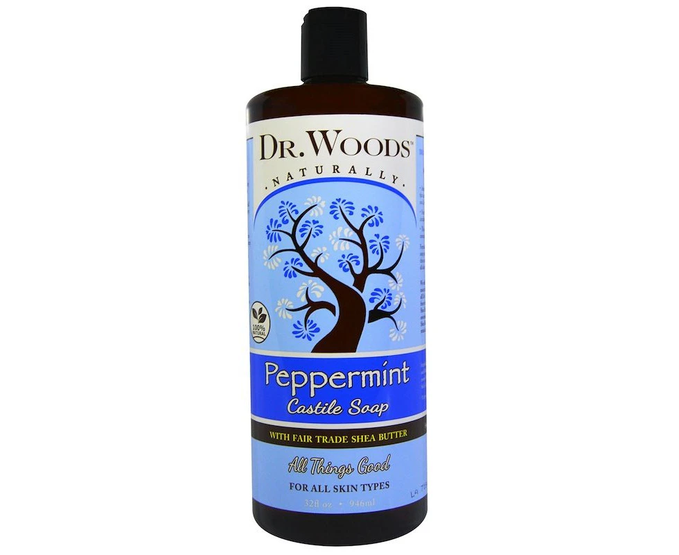 Dr. Woods, Peppermint Castile Soap with Fair Trade Shea Butter, 32 fl oz (946 ml)