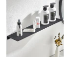 Wall Mount Floating Shelf Brackets Towel Rail Rack Display Shelves Bathroom Black - 50 x 12 x 3.3cm