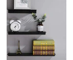 Wall Mount Floating Shelf Brackets Towel Rail Rack Display Shelves Bathroom Black - 50 x 12 x 3.3cm