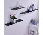 Wall Mount Floating Shelf Brackets Towel Rail Rack Display Shelves Bathroom Black - 50 x 12 x 3.3cm