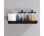 Wall Mount Floating Shelf Brackets Towel Rail Rack Display Shelves Bathroom Black - 40 x 12 x 3.3cm