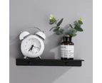 Wall Mount Floating Shelf Brackets Towel Rail Rack Display Shelves Bathroom Black - 30 x 12 x 3.3cm