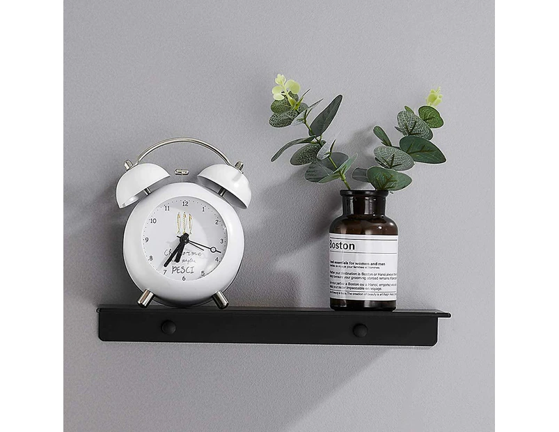 Wall Mount Floating Shelf Brackets Towel Rail Rack Display Shelves Bathroom Black - 30 x 12 x 3.3cm